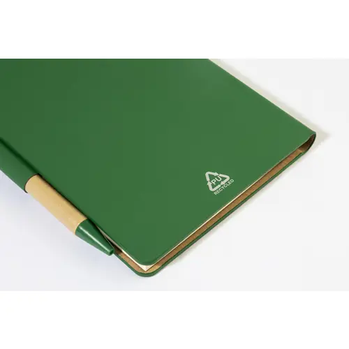Block notes copertina in pelle PU riciclata fogli a righe segna pagine e penna refill blu