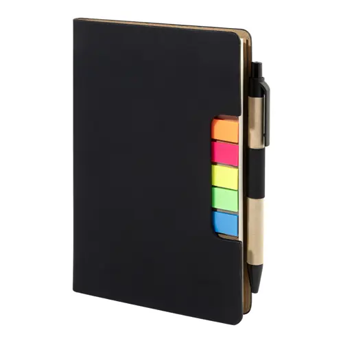 Block notes copertina in pelle PU riciclata fogli a righe segna pagine e penna refill blu