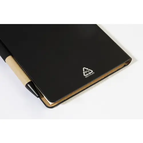Block notes copertina in pelle PU riciclata fogli a righe segna pagine e penna refill blu