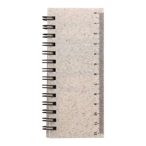 Block note con copertina in plastica ecologica in paglia di grano con fogli in carta riciclata a righe e note adesive segnapagina 54×130×8mm