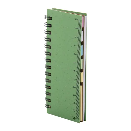 Block note con copertina in plastica ecologica in paglia di grano con fogli in carta riciclata a righe e note adesive segnapagina 54×130×8mm