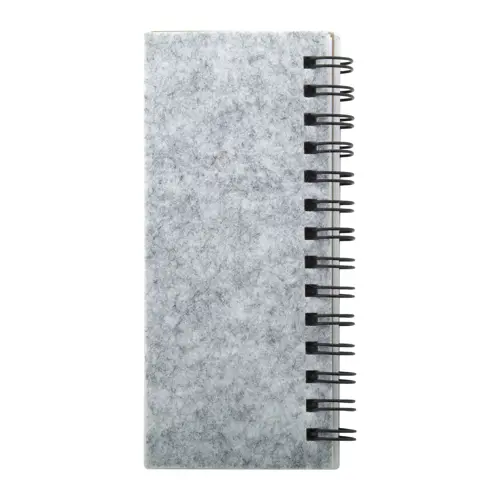 Block notes a spirale con copertina in feltro RPET fogli a righe in carta riciclata e note adesive segnapagina 61×130×15mm