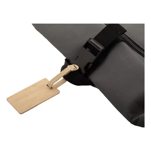 Etichetta per bagagli in bambù con laccetto e fibbia in plastica