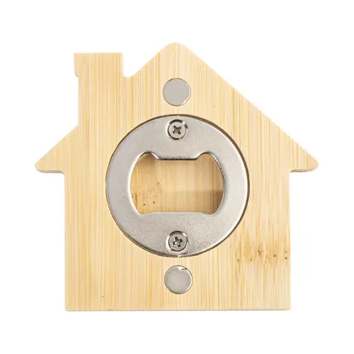 Apribottiglie magnetico a forma di casa in bambù