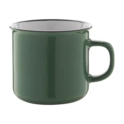 Tazza vintage in ceramica con bordino nero, interno bianco ed esterno colorato 320ml