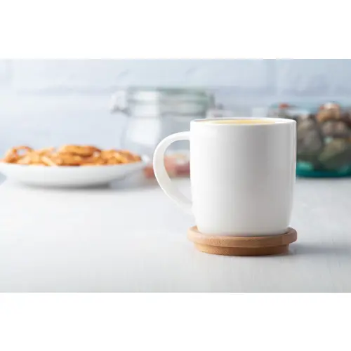 Tazza in porcellana alta qualità con tappo sottobicchiere in bambù 320ml