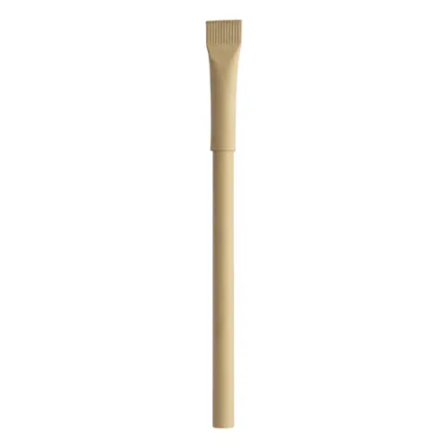 Penna in carta riciclata disponibile in vari colori con cappuccio e refill blu