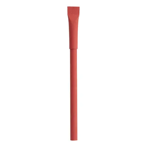 Penna in carta riciclata disponibile in vari colori con cappuccio e refill blu