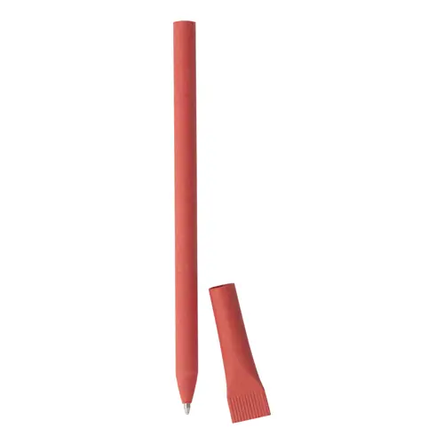 Penna in carta riciclata disponibile in vari colori con cappuccio e refill blu