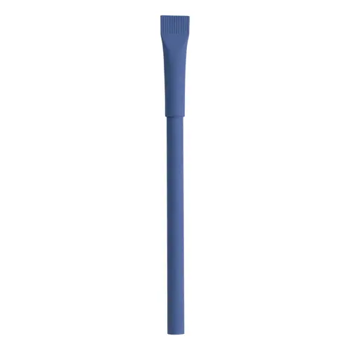 Penna in carta riciclata disponibile in vari colori con cappuccio e refill blu