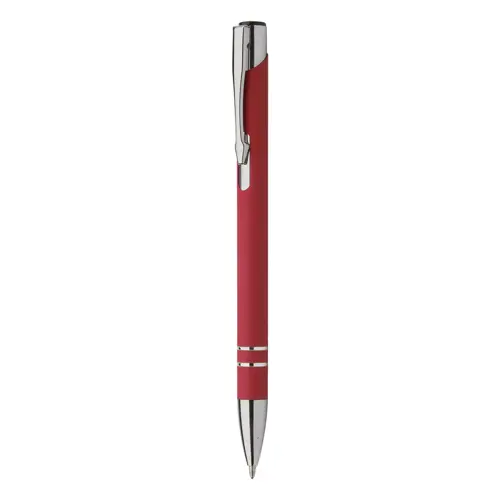 Penna a sfera in alluminio con finitura gommata speciale per incisione con meccanismo a scatto e refill blu