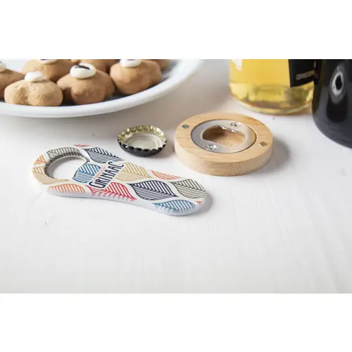 Apribottiglie rotondo in bambù con magneti