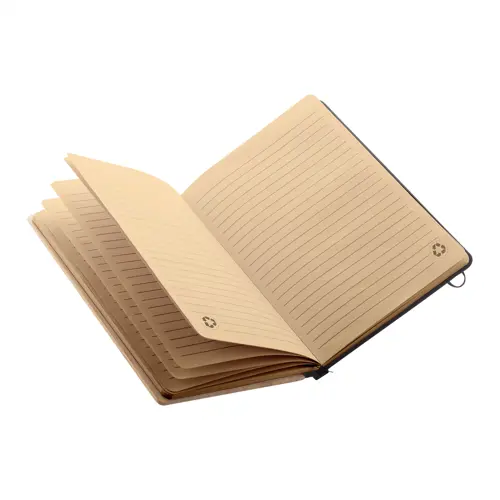 Block note A5 copertina in bambù e pelle PU con 80 fogli in carta riciclata e righe e con elastico e segnalibro