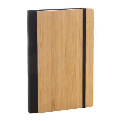 Block note A5 copertina in bambù e pelle PU con 80 fogli in carta riciclata e righe e con elastico e segnalibro
