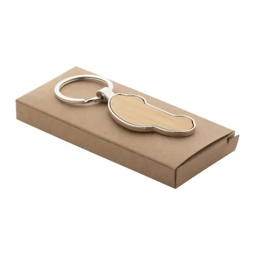 Portachiavi in metallo a forma di auto con inserto in bambù