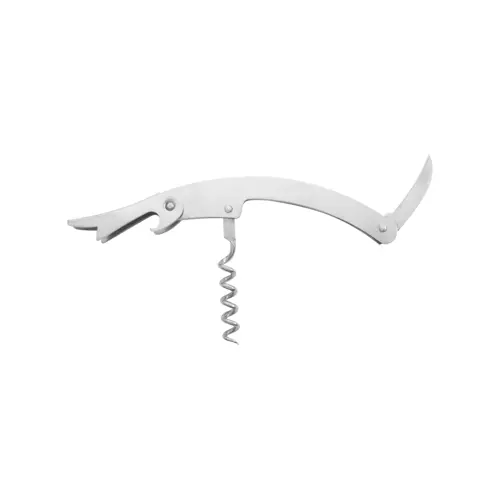 Cavatappi in metallo con apribottiglie e coltellino