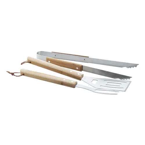 Set di utensili per il barbecue in acciaio inox e bambù