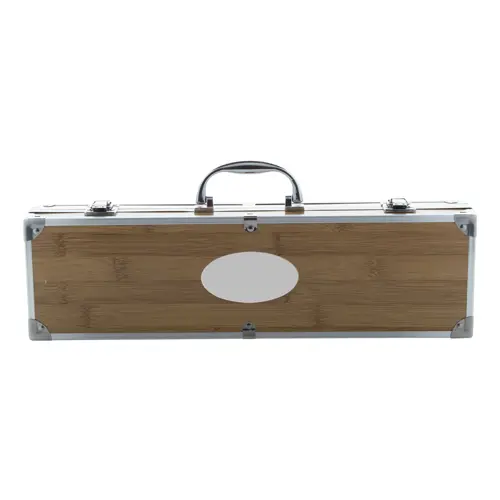 Set di utensili per il barbecue in acciaio inox e bambù