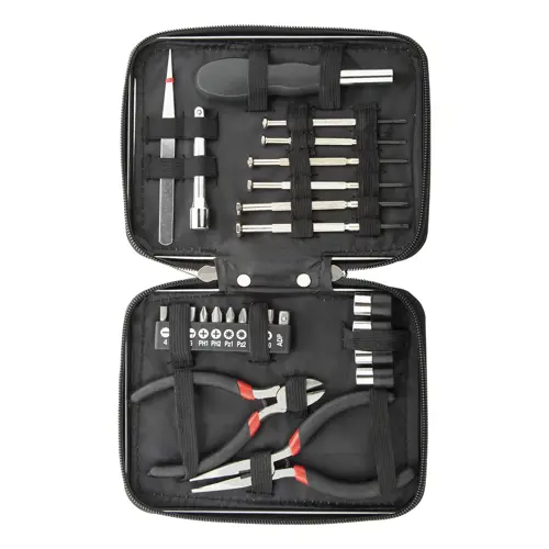 Set attrezzi da 25 pezzi con valigetta in alluminio 130×17×30 mm