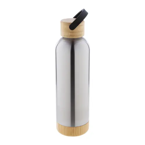 Borraccia in acciaio inox a doppia parete con tappo e base in bambù da 500ml