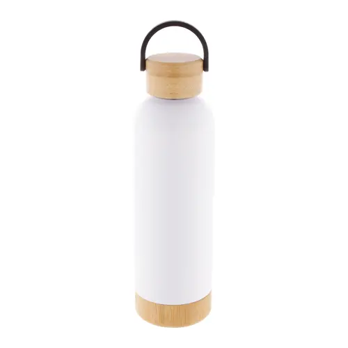 Borraccia in acciaio inox a doppia parete con tappo e base in bambù da 500ml