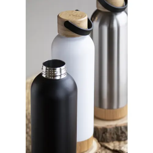 Borraccia in acciaio inox a doppia parete con tappo e base in bambù da 500ml