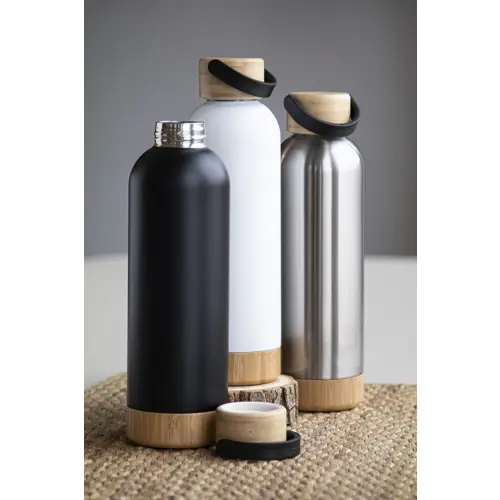 Borraccia in acciaio inox a doppia parete con tappo e base in bambù da 500ml