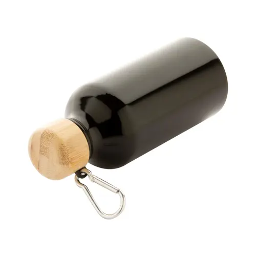 Borraccia in alluminio da 400ml con tappo in bambù e moschettone