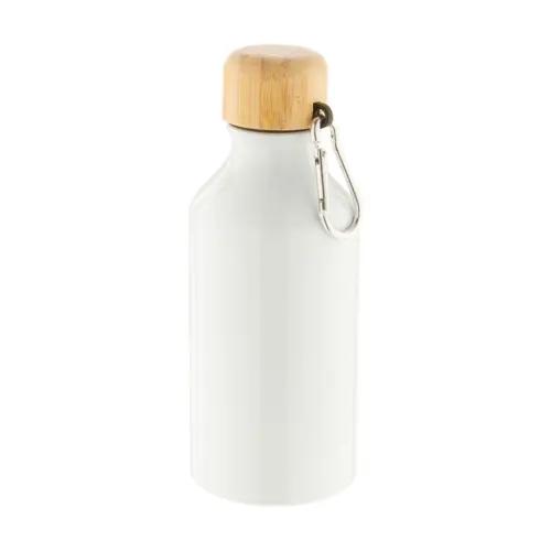 Borraccia in alluminio da 400ml con tappo in bambù e moschettone