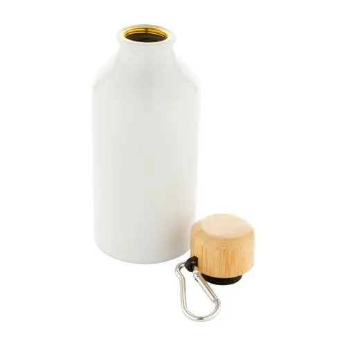 Borraccia in alluminio da 400ml con tappo in bambù e moschettone