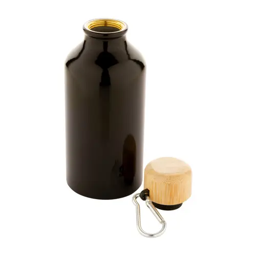 Borraccia in alluminio da 400ml con tappo in bambù e moschettone