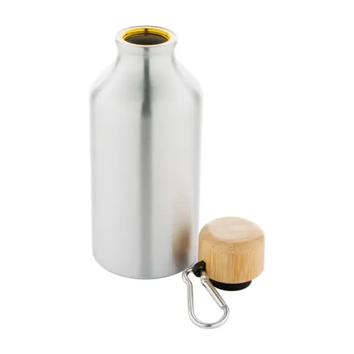 Borraccia in alluminio da 400ml con tappo in bambù e moschettone