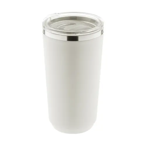 Tazza termica in acciaio inox a doppia parete con rivestimento in plastica PP e coperchio 500ml