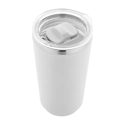 Tazza termica in acciaio inox a doppia parete con rivestimento in plastica PP e coperchio 500ml