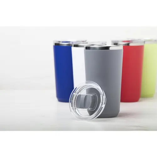 Tazza termica in acciaio inox a doppia parete con rivestimento in plastica PP e coperchio 500ml