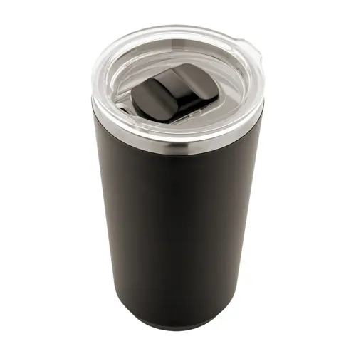 Tazza termica in acciaio inox a doppia parete con rivestimento in plastica PP e coperchio 500ml