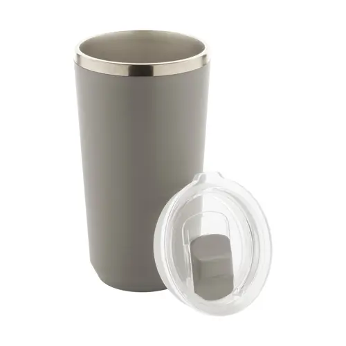 Tazza termica in acciaio inox a doppia parete con rivestimento in plastica PP e coperchio 500ml