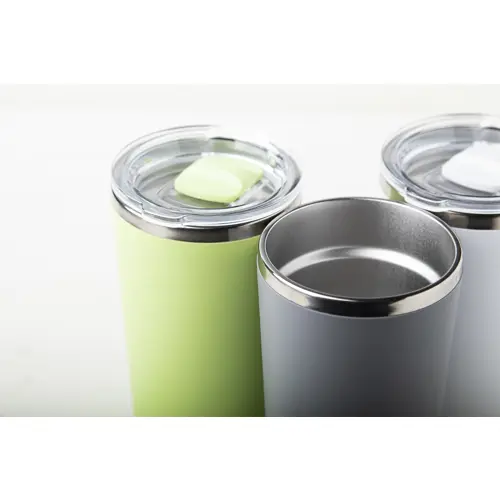 Tazza termica in acciaio inox a doppia parete con rivestimento in plastica PP e coperchio 500ml
