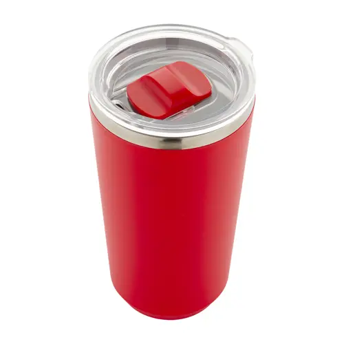 Tazza termica in acciaio inox a doppia parete con rivestimento in plastica PP e coperchio 500ml