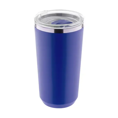 Tazza termica in acciaio inox a doppia parete con rivestimento in plastica PP e coperchio 500ml
