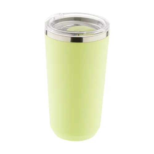 Tazza termica in acciaio inox a doppia parete con rivestimento in plastica PP e coperchio 500ml