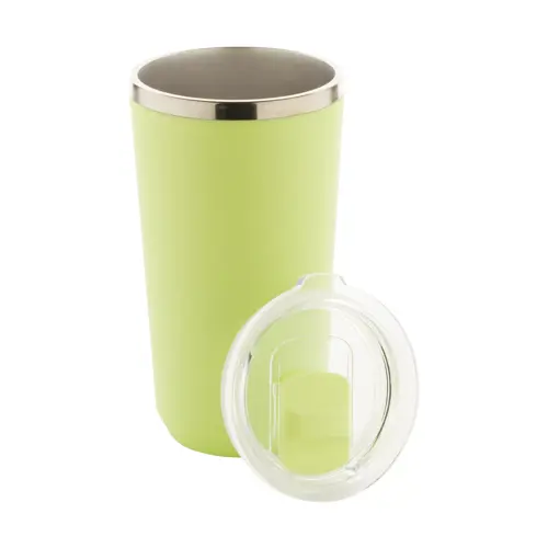 Tazza termica in acciaio inox a doppia parete con rivestimento in plastica PP e coperchio 500ml