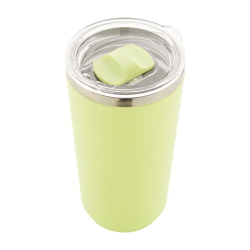 Tazza termica in acciaio inox a doppia parete con rivestimento in plastica PP e coperchio 500ml