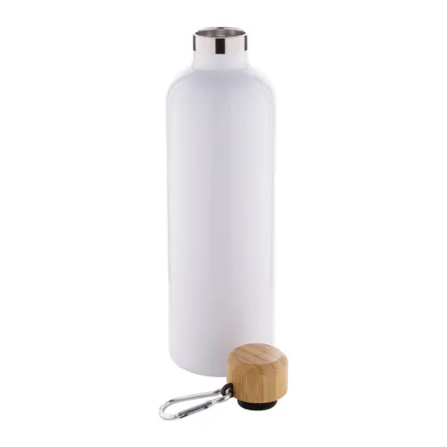 Borraccia in acciaio inox a doppia parete con tappo in bambù e moschettone da 500ml