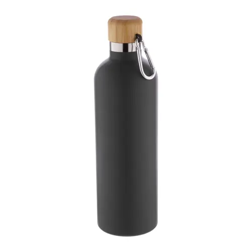 Borraccia in acciaio inox a doppia parete con tappo in bambù e moschettone da 500ml