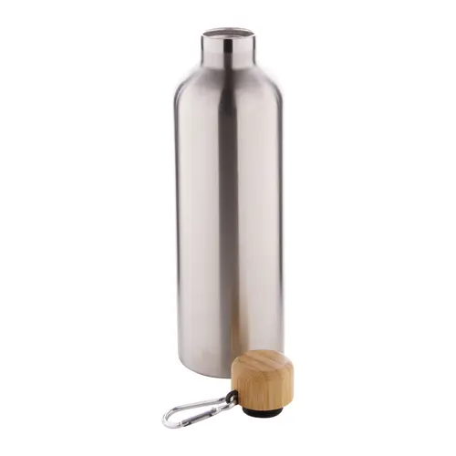 Borraccia in acciaio inox a doppia parete con tappo in bambù e moschettone da 500ml