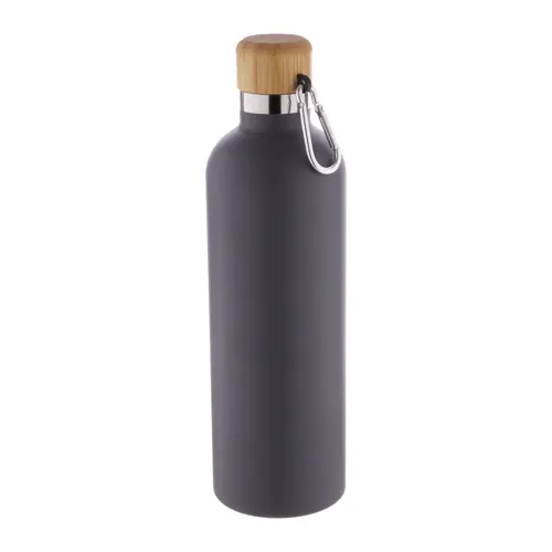 Borraccia in acciaio inox a doppia parete con tappo in bambù e moschettone da 500ml