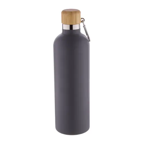 Borraccia in acciaio inox a doppia parete con tappo in bambù e moschettone da 500ml