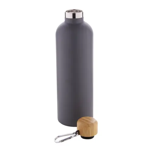 Borraccia in acciaio inox a doppia parete con tappo in bambù e moschettone da 500ml