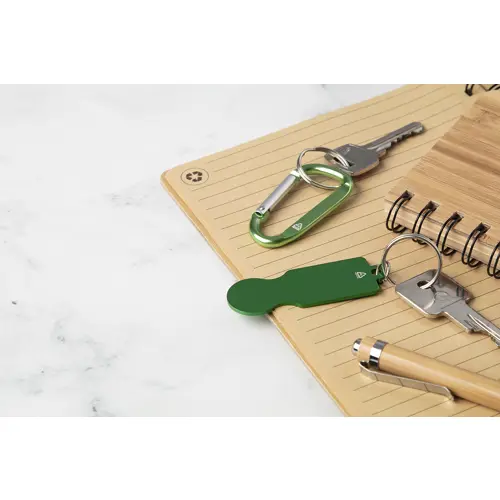 Portachiavi in alluminio riciclato con forma gettone per carrello della spesa